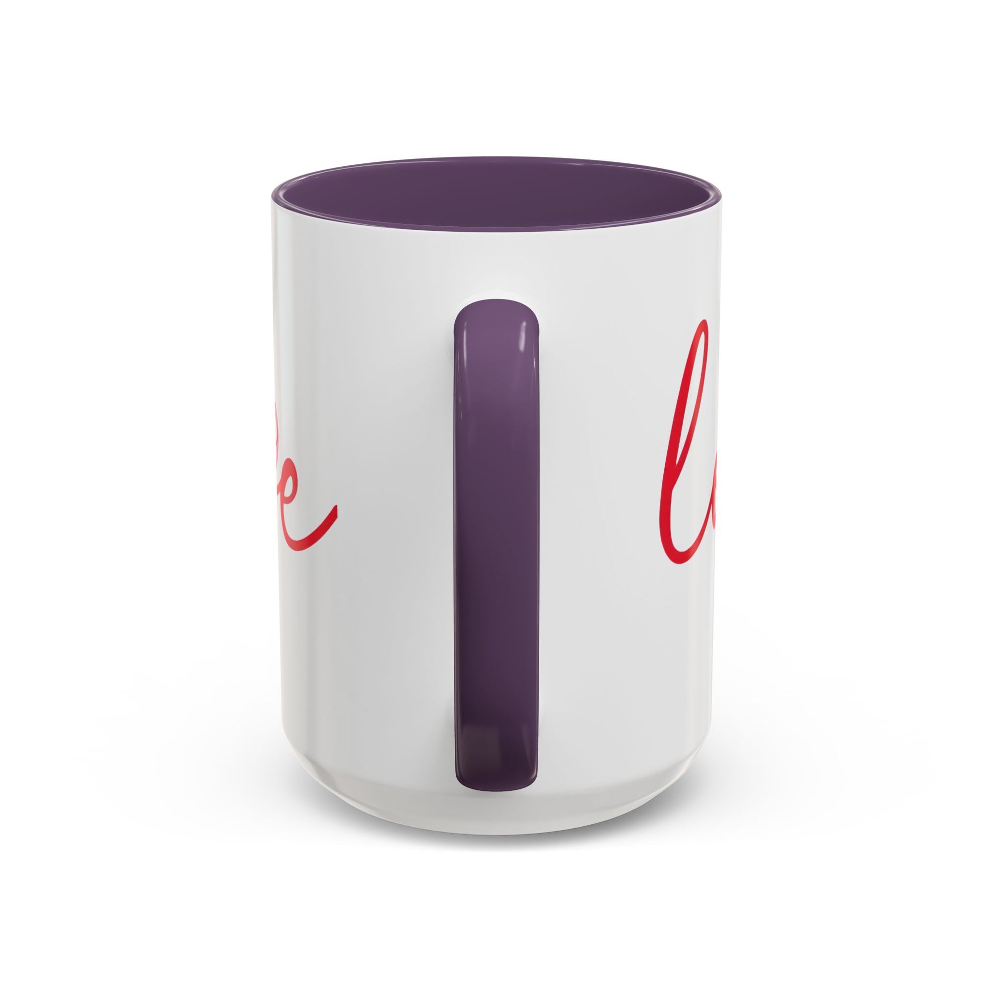 Romantic Love Mug | White Ceramic Coffee Cup with Red Bow Design, Colored Handle