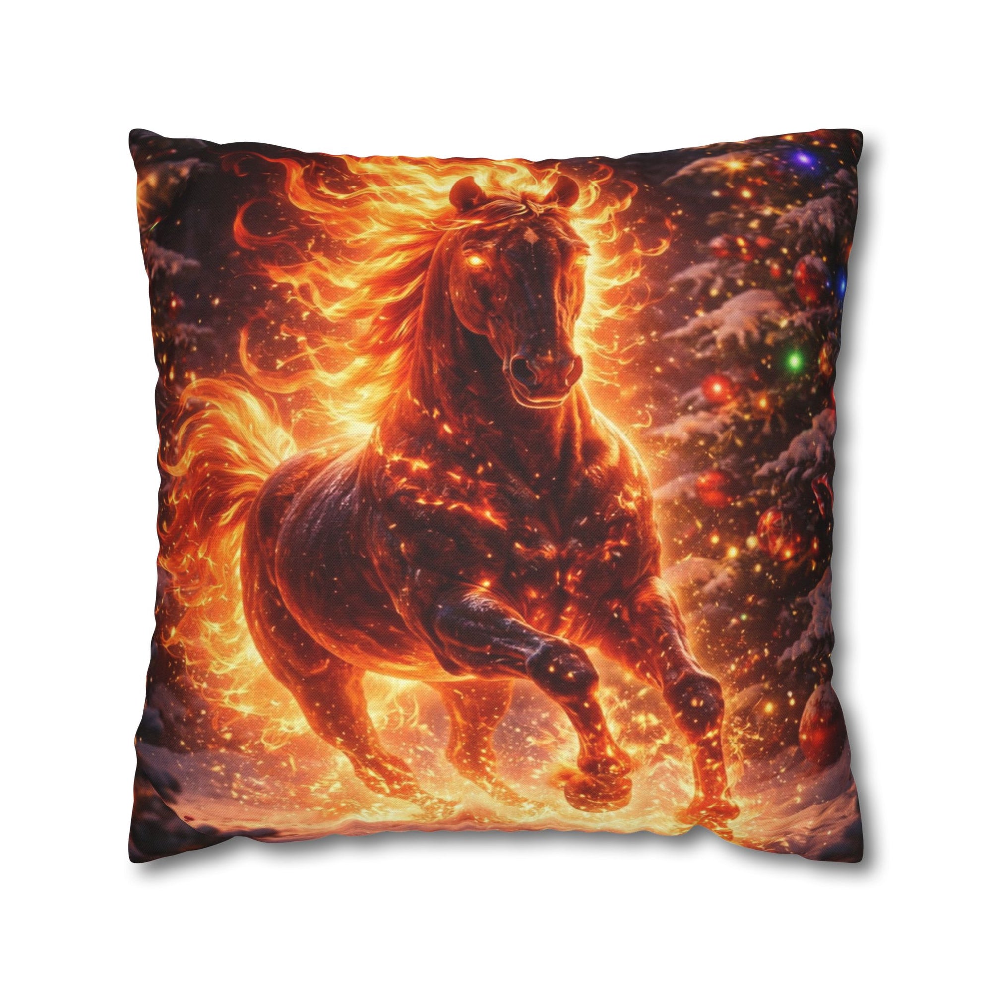 Fire Horse Throw Pillow | Christmas Decorative Cushion