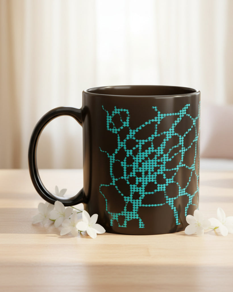 Cyber Tech Mug | Futuristic Black Coffee Cup | Gamer Desk Gift