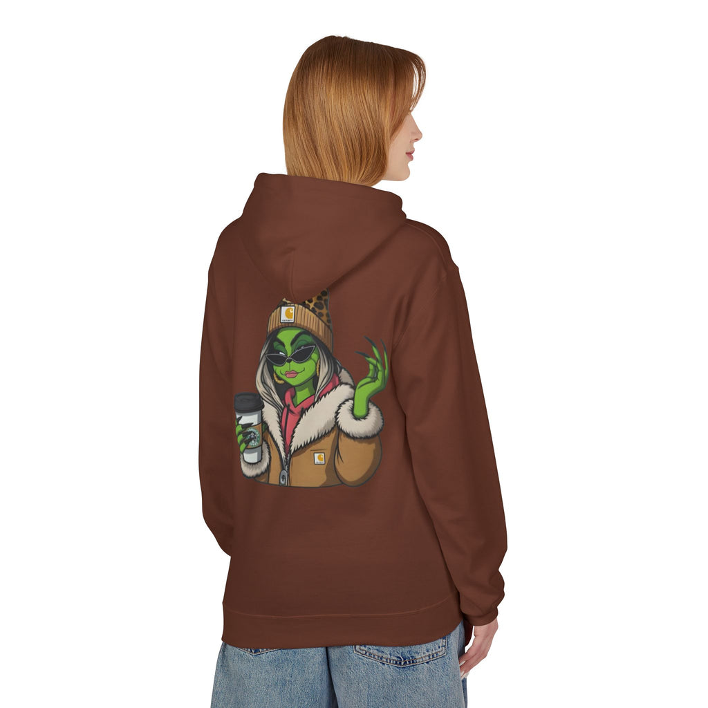 Sassy Grinch Girl Coffee Hoodie | Cozy Alien Winter Sweater | Funny Christmas Gift