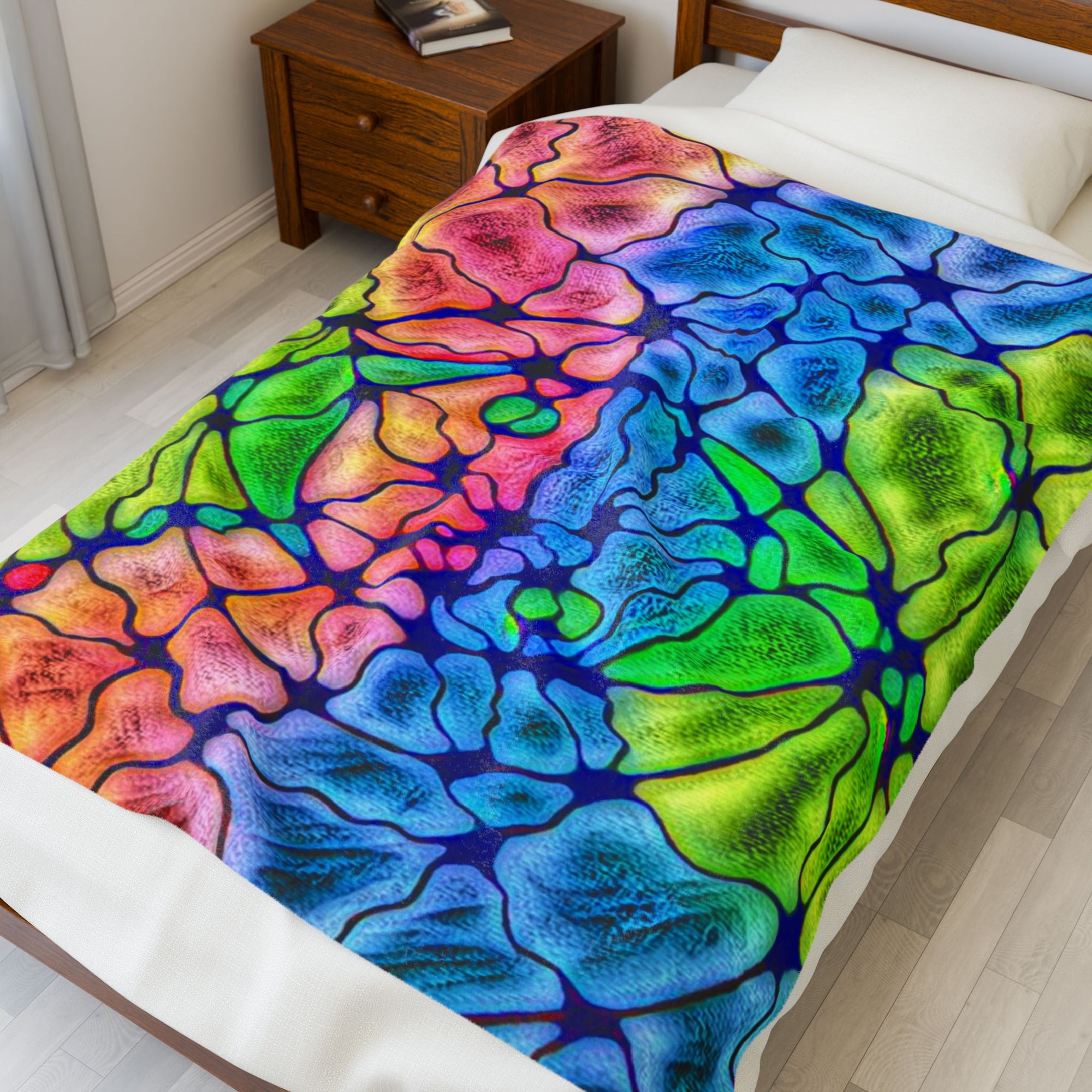 Vibrant Tie-Dye Velveteen Plush Blanket, Colorful Cozy Throw, Soft Warm Comforter, Ideal for Home Decor, Gifts for All Occasions