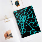 Neon Teal Grid Notebook | Cyber Aesthetic Spiral Journal