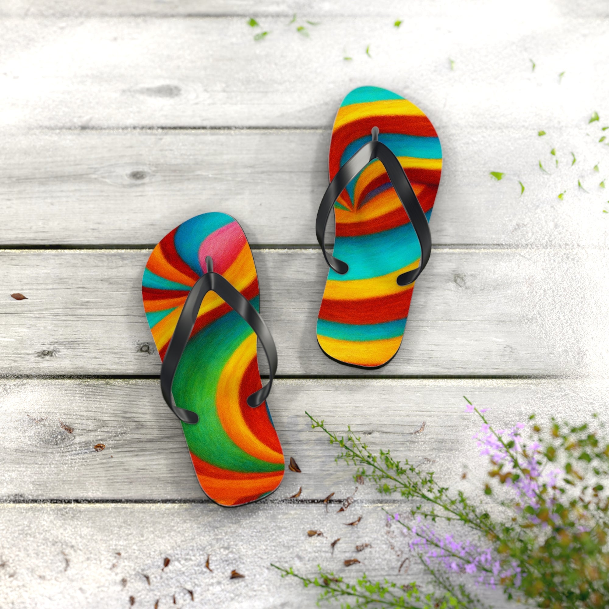 Colorful Artistic Flip Flops | Vibrant Summer Festival Sandals