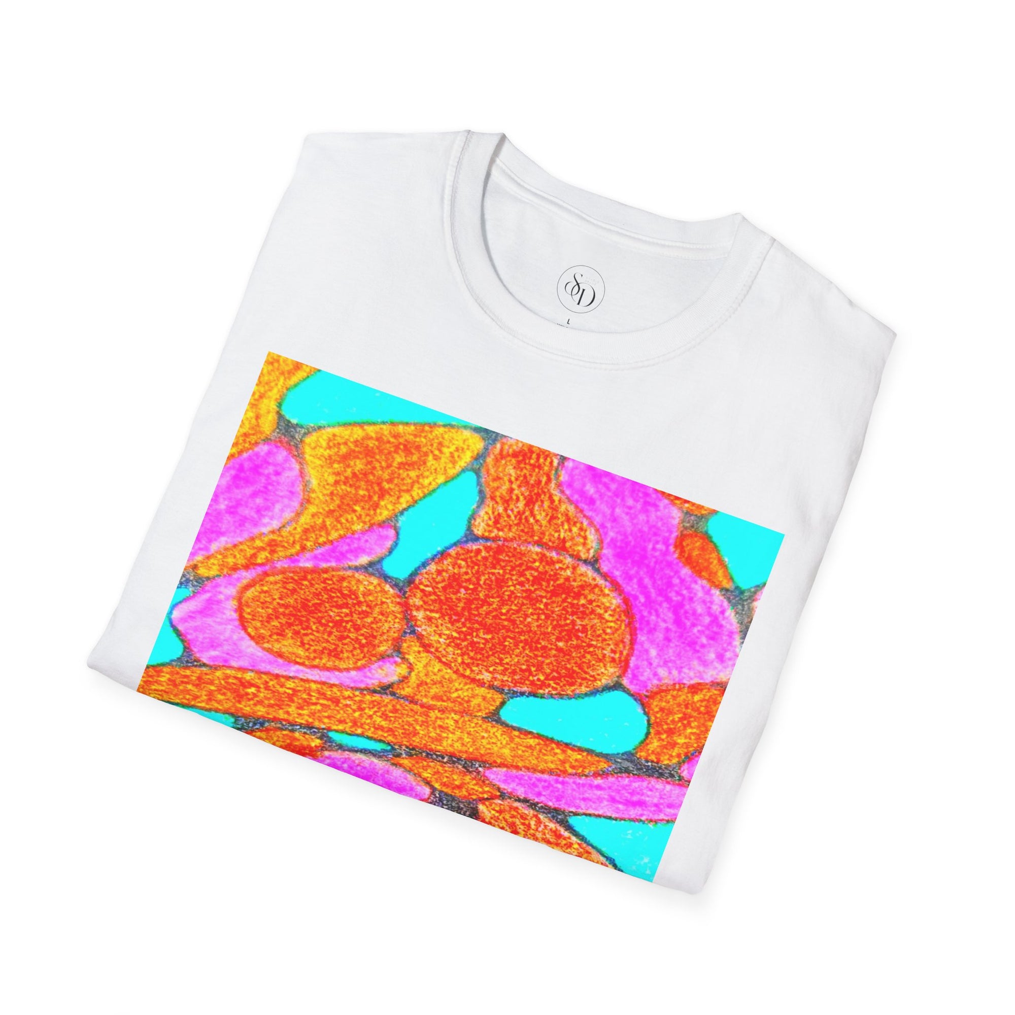 Abstract Floral T-Shirt | Pink Orange Art Graphic Tee