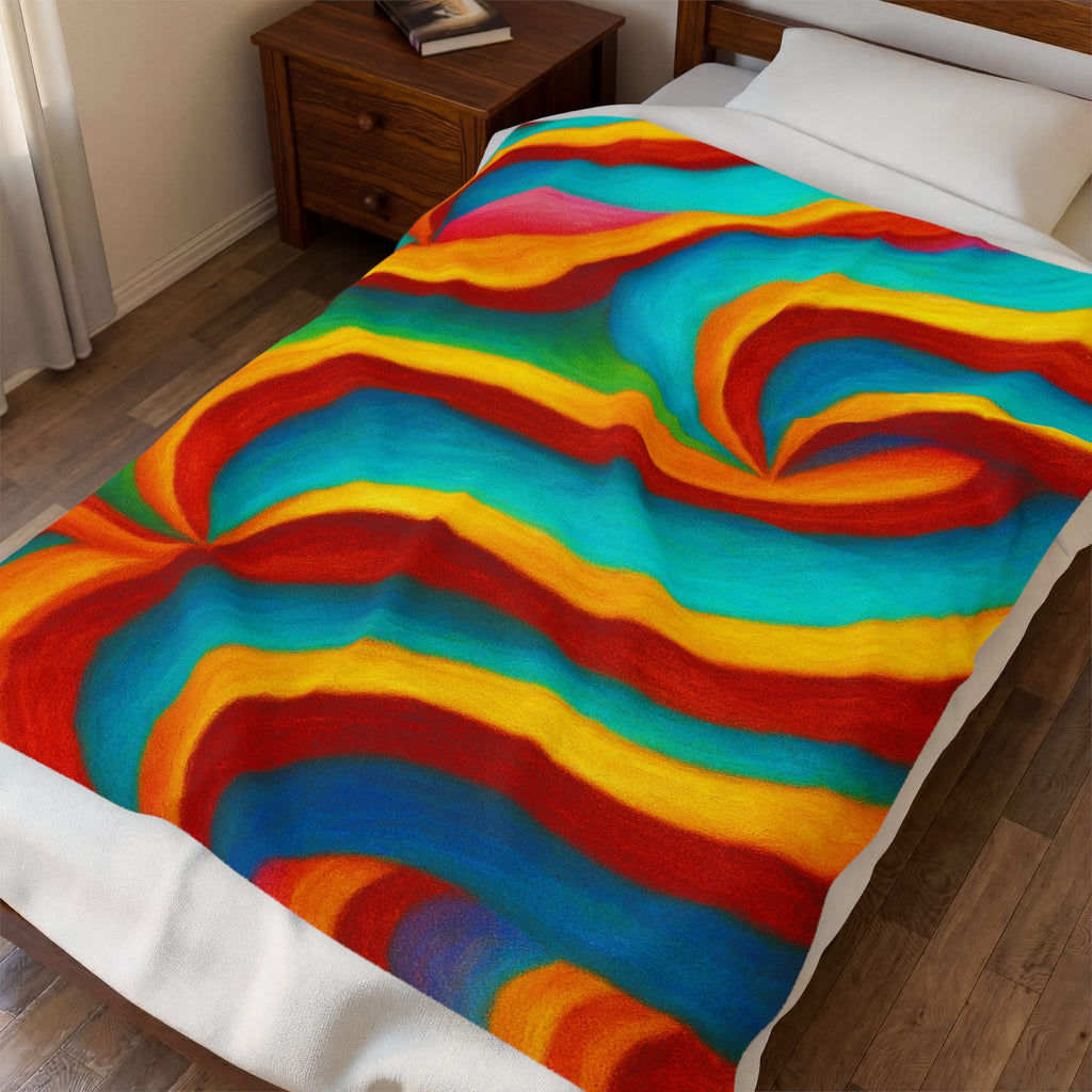 Swirl Plush Blanket | Colorful Velveteen Throw | Cozy Home Decor