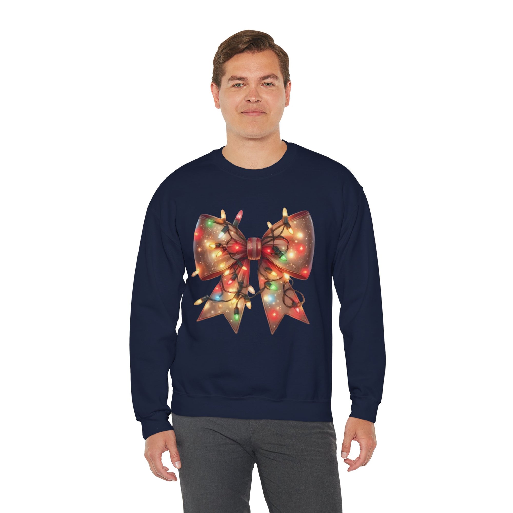 Christmas Bow Sweatshirt | Holiday Lights Crewneck