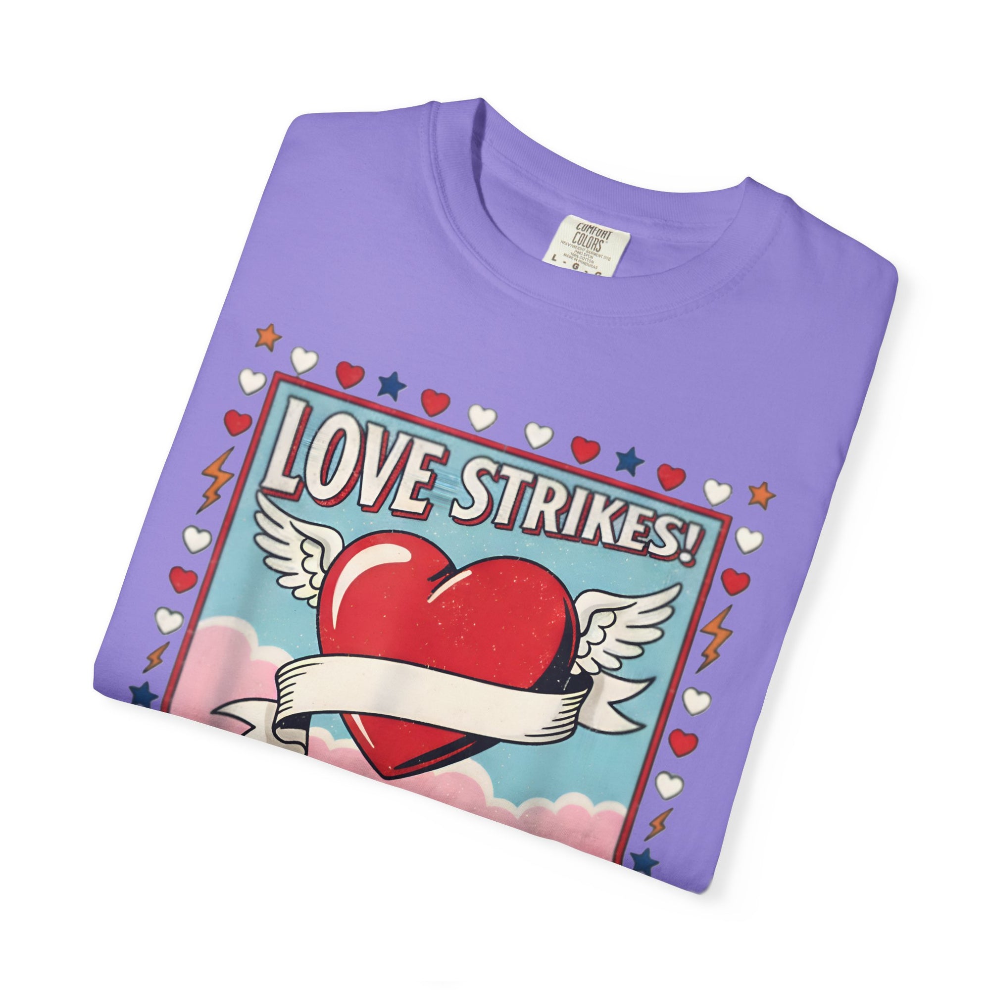 Love Strikes Cupid Heart T-Shirt | Valentine's Day Retro Graphic