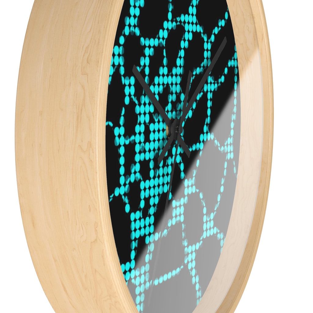 Abstract Digital Network Wall Clock | Turquoise Black Cyber Decor | Silent Unique Gift