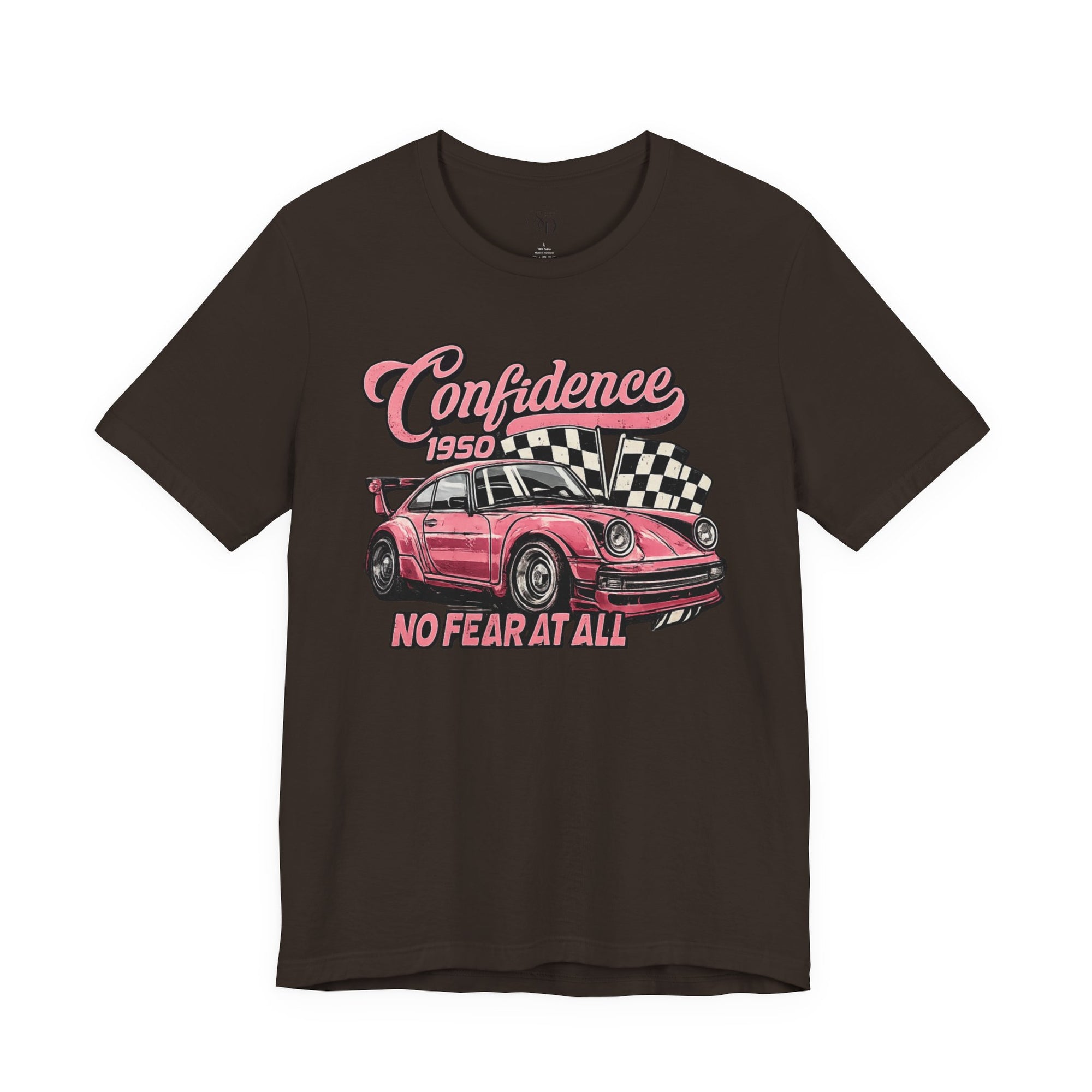 Vintage Pink Porsche 1950 Racing Tee | Confidence No Fear At All