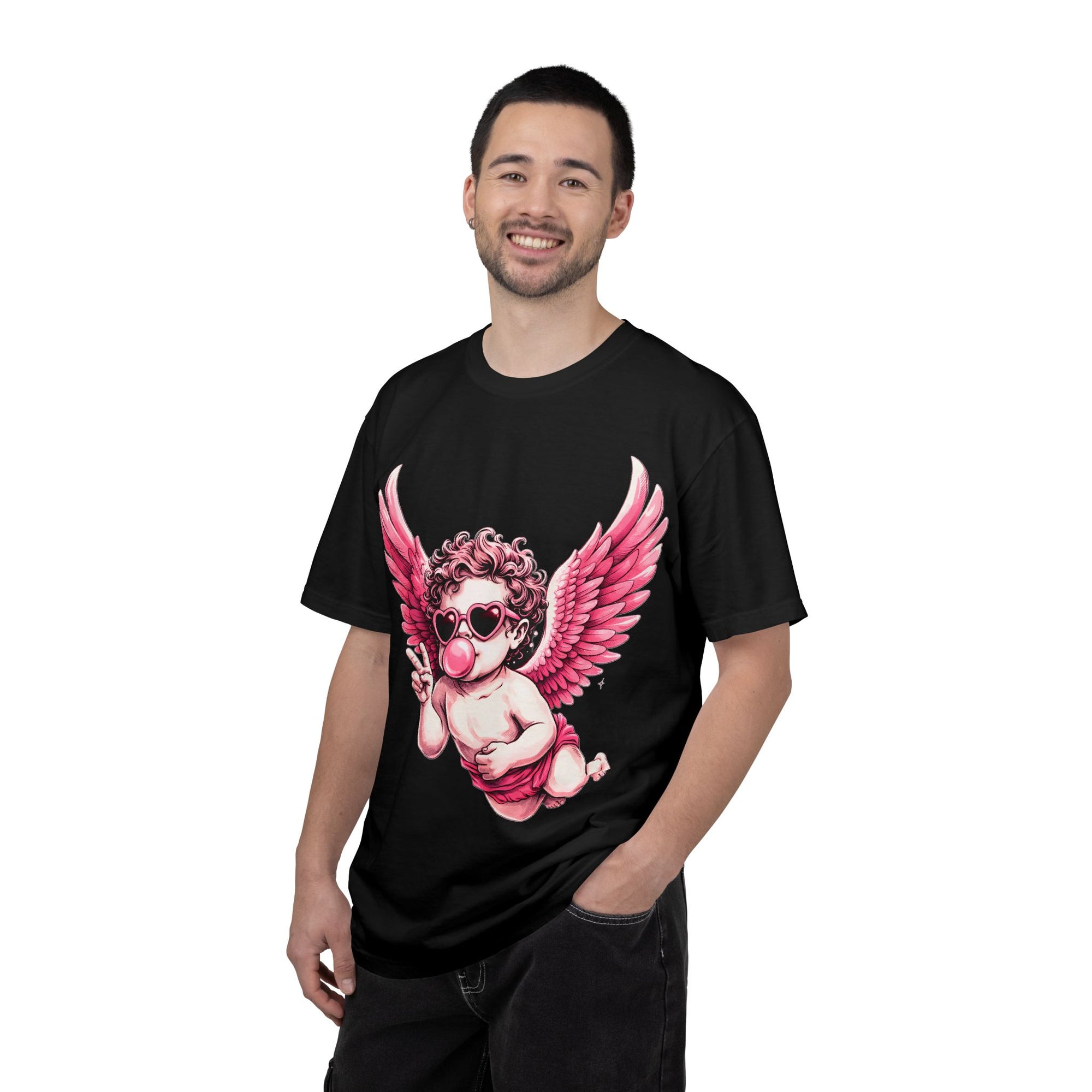 Pink Cherub Angel bubblegum sunglasses T-Shirt | Cupid winged baby graphic
