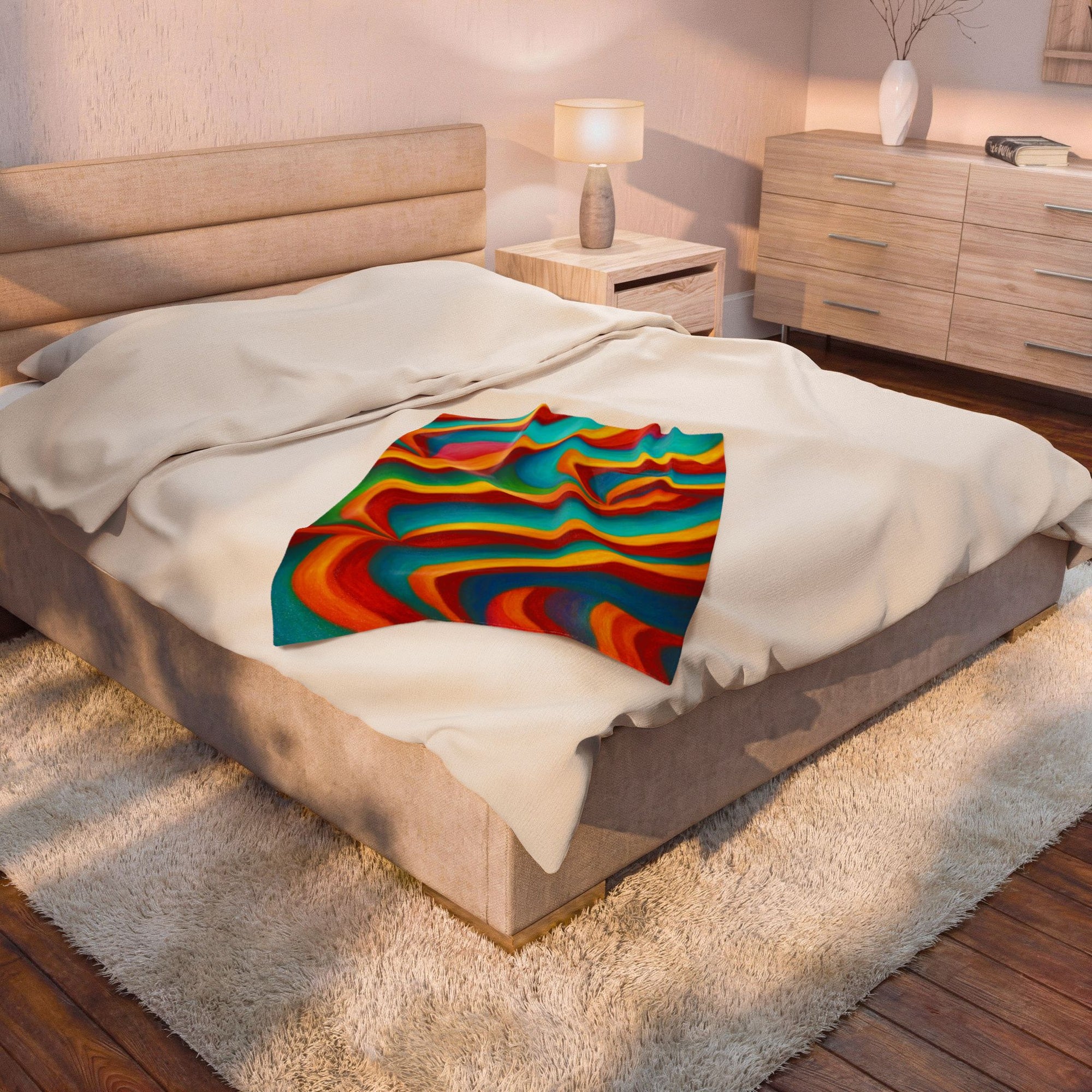 Swirl Plush Blanket | Colorful Velveteen Throw | Cozy Home Decor