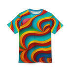 Colorful Abstract T-Shirt | Rainbow Wave All Over Print Tee