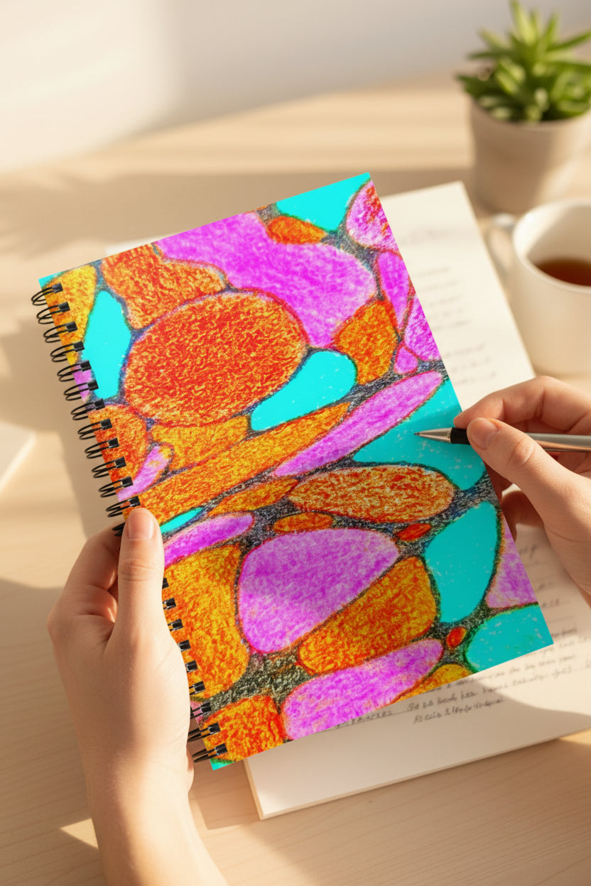 Vibrant Pop Abstract Notebook | Colorful Aesthetic Spiral Journal