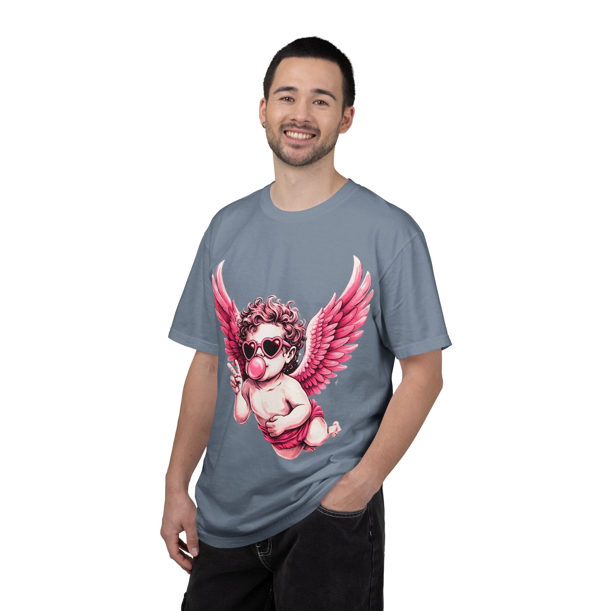 Pink Cherub Angel bubblegum sunglasses T-Shirt | Cupid winged baby graphic