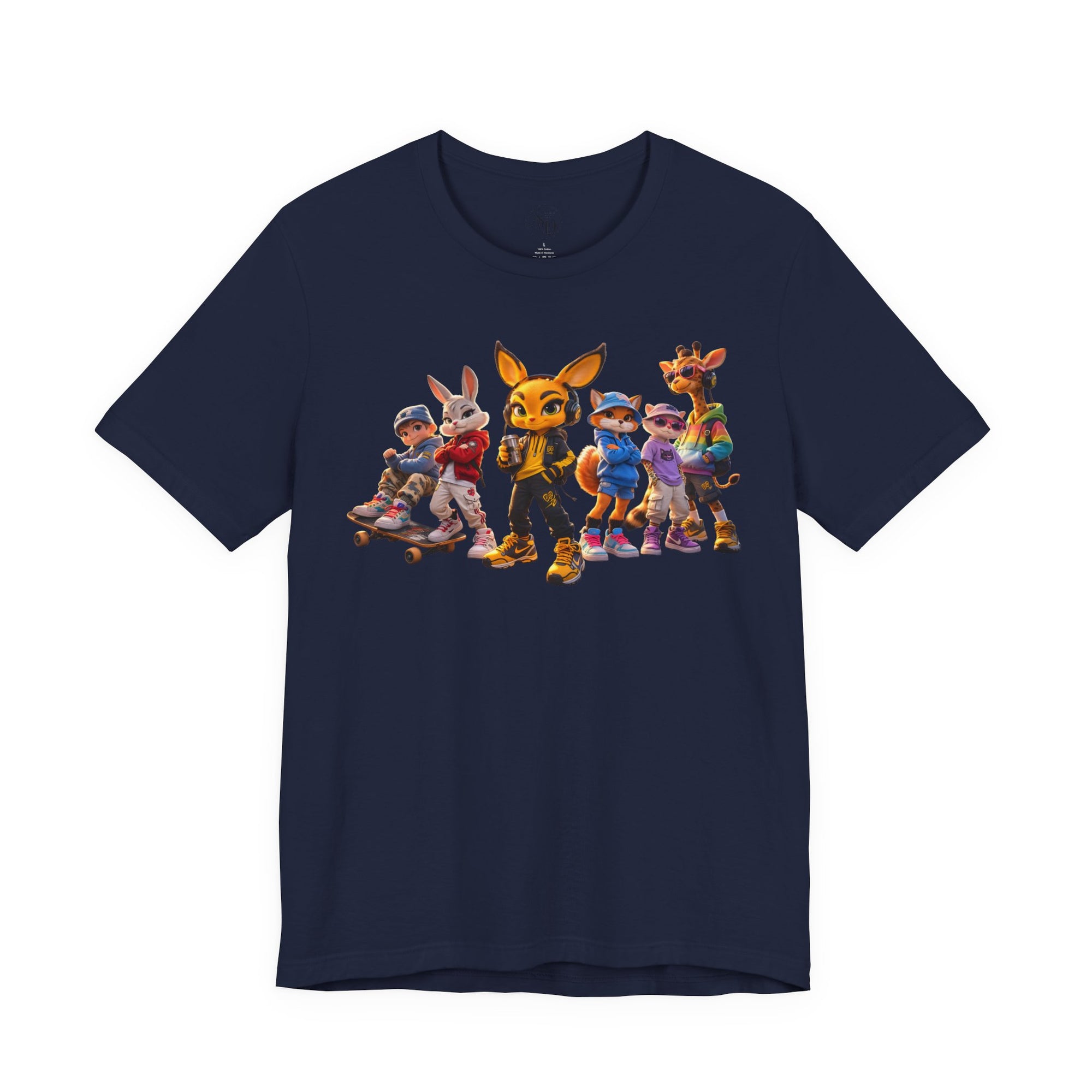 Anthropomorphic Skate Crew T-Shirt | Cartoon Fox, Bunny, Giraffe Characters