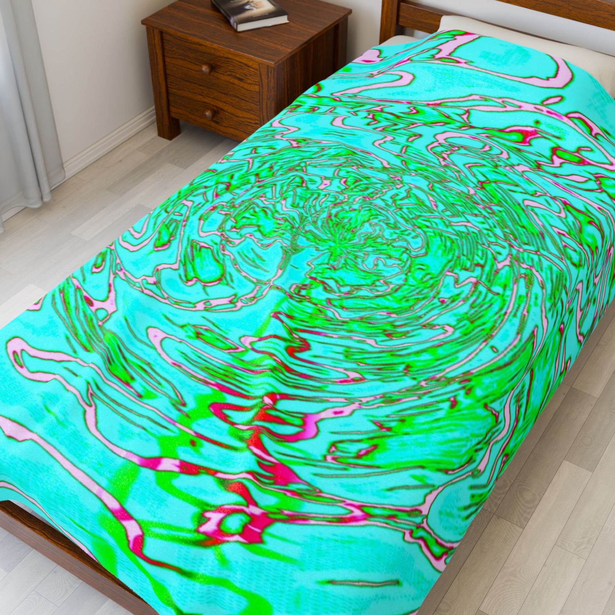 Vibrant Watercolor Velveteen Plush Blanket Cozy Statement Throw Unique Colorful Home Decor Warm Gift for Any Occasion or Season