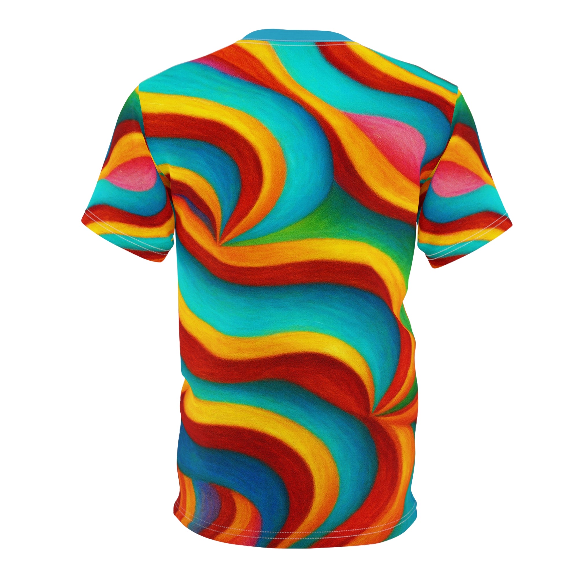 Rainbow Wave Abstract Unisex Tee | Vibrant Multicolored All-Over Print Shirt