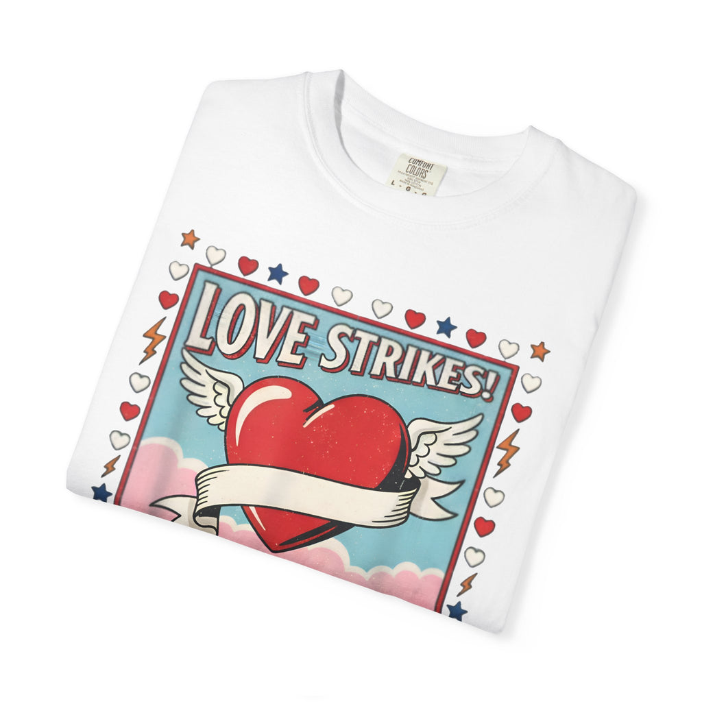 Love Strikes Cupid Heart T-Shirt | Valentine's Day Retro Graphic