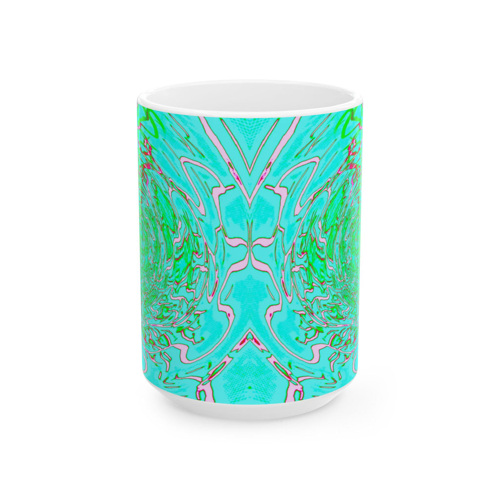 Green Abstract Ceramic Mug for Coffee or Tea, Modern Kitchen Accent & Unique Gift for Nature Lovers and Creative Souls