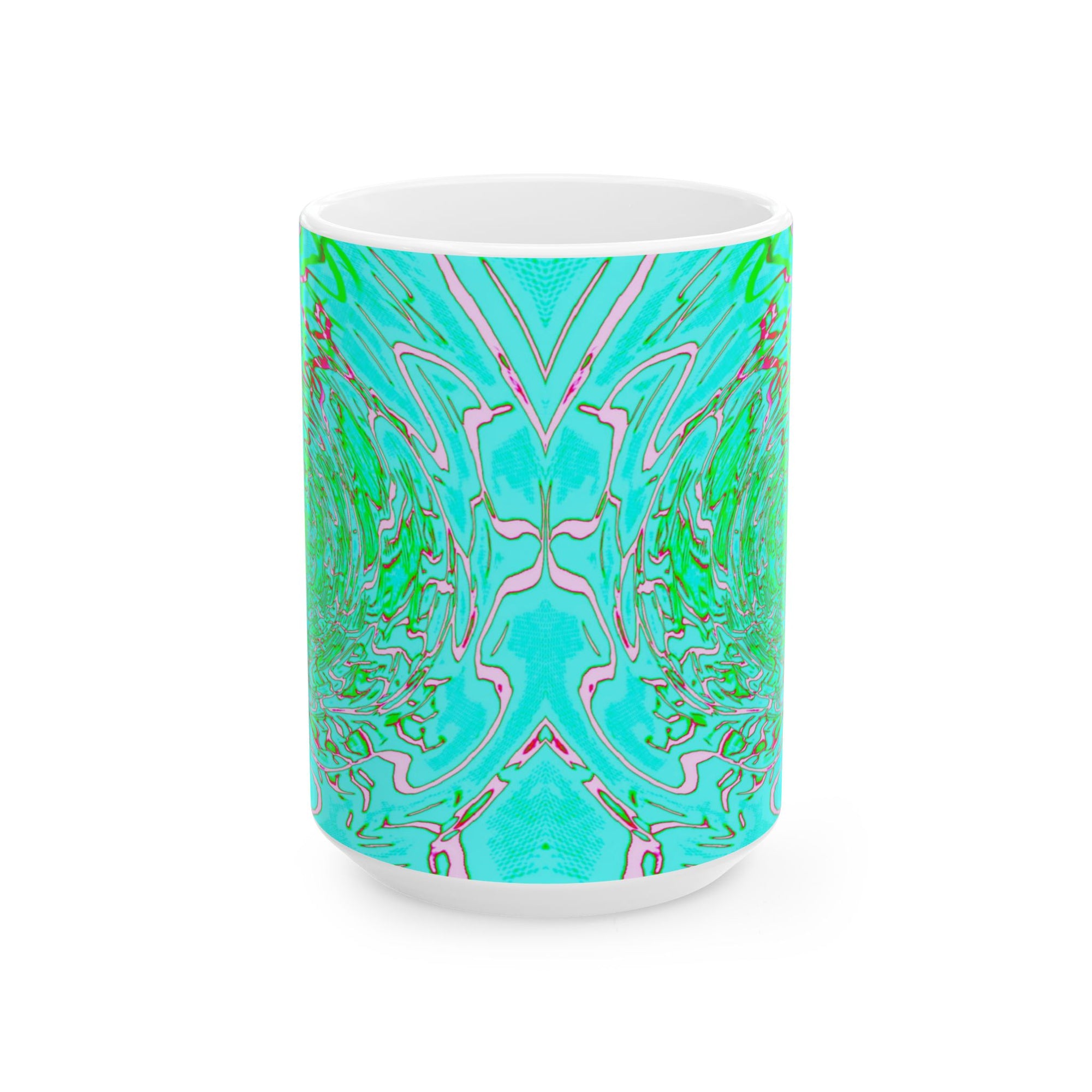 Green Abstract Ceramic Mug for Coffee or Tea, Modern Kitchen Accent & Unique Gift for Nature Lovers and Creative Souls