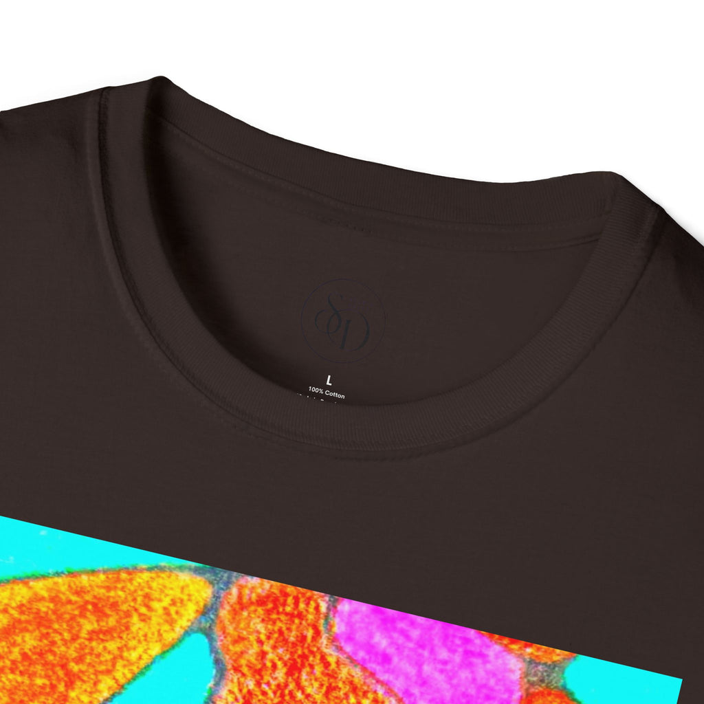 Organic Bloom Abstract Unisex Tee | Vibrant Pink & Orange Graphic Art Shirt