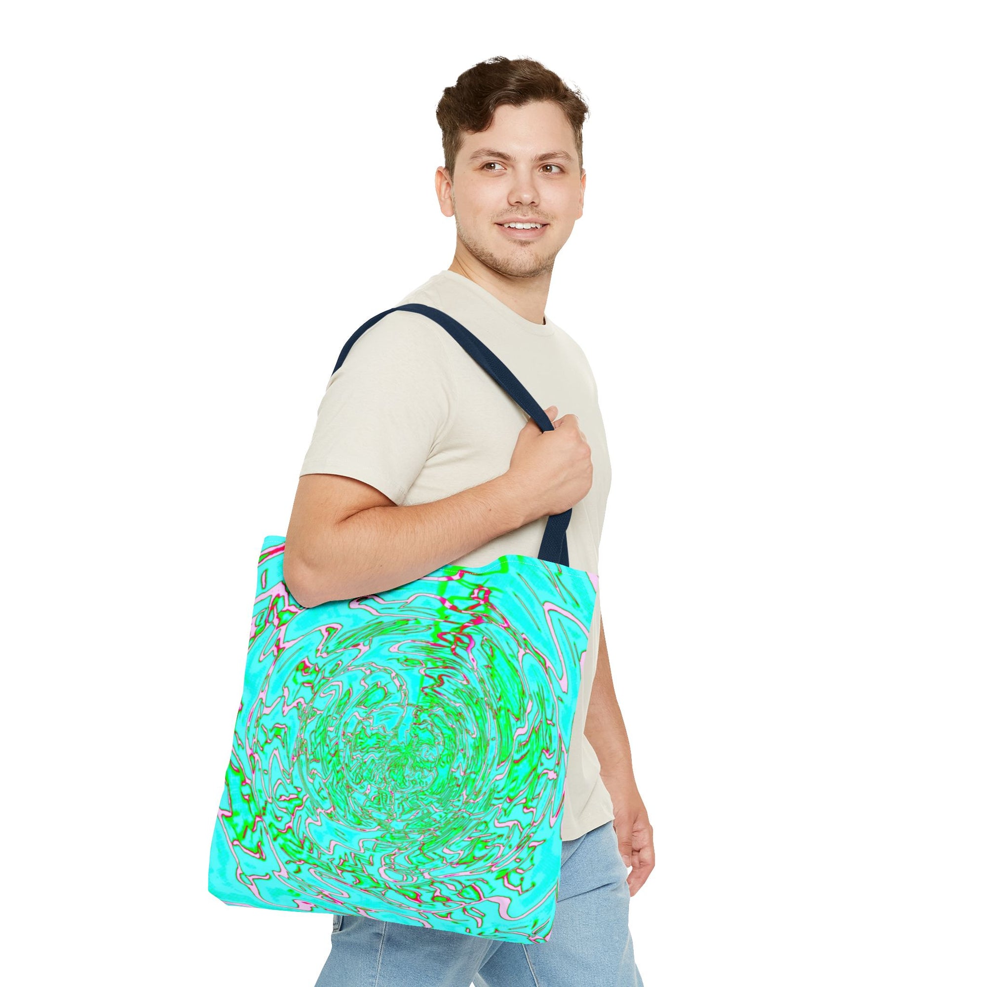 Ocean Swirl Tote Bag | Turquoise Abstract Beach Shopper