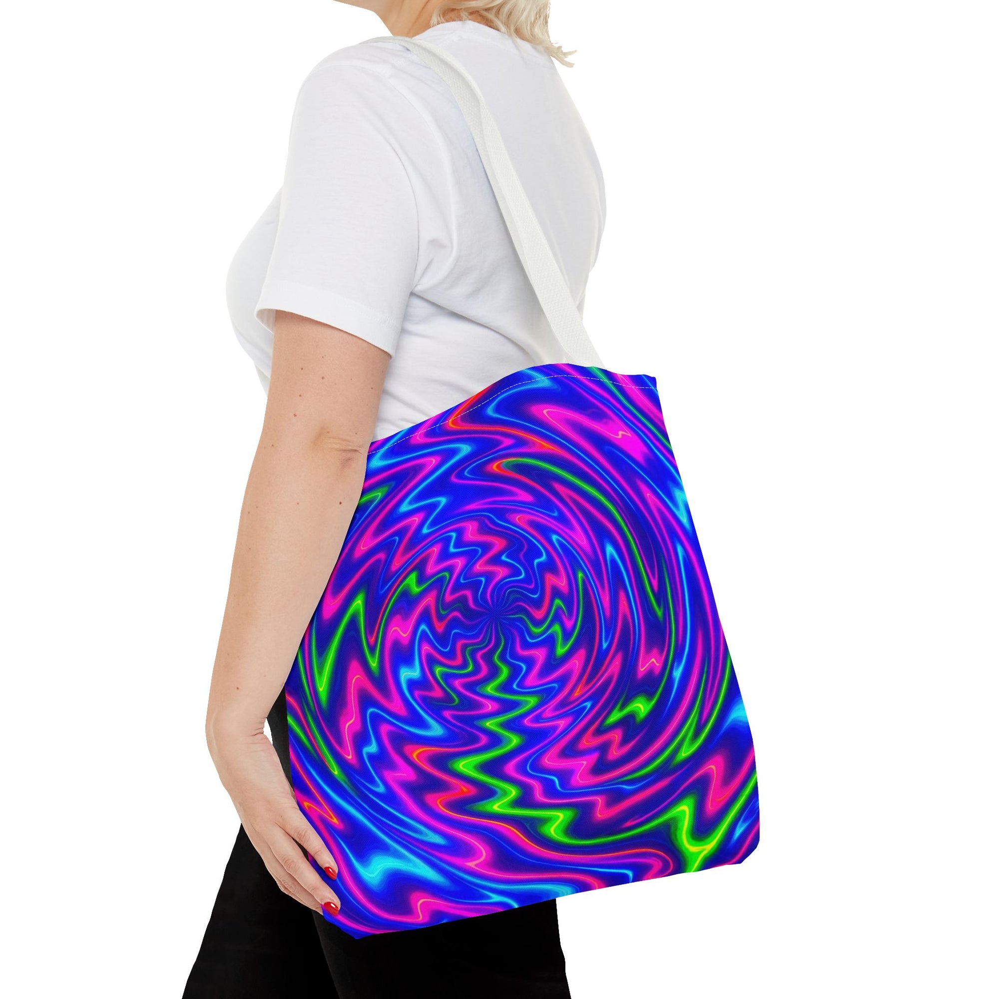 Neon Psychedelic Tote | Colorful Swirl Art Bag