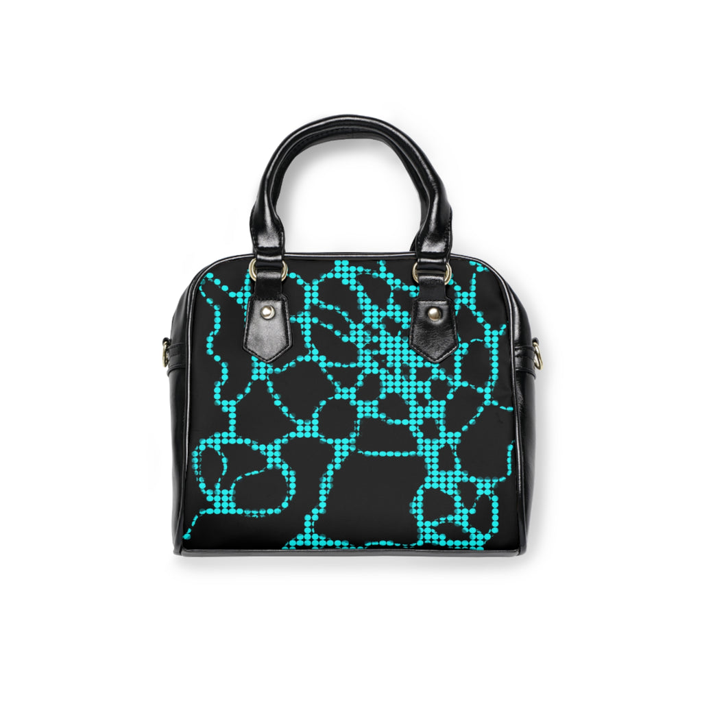 Neon Teal Abstract Handbag | Cyber Aesthetic Statement Shoulder Bag