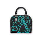 Neon Teal Abstract Handbag | Cyber Aesthetic Statement Shoulder Bag