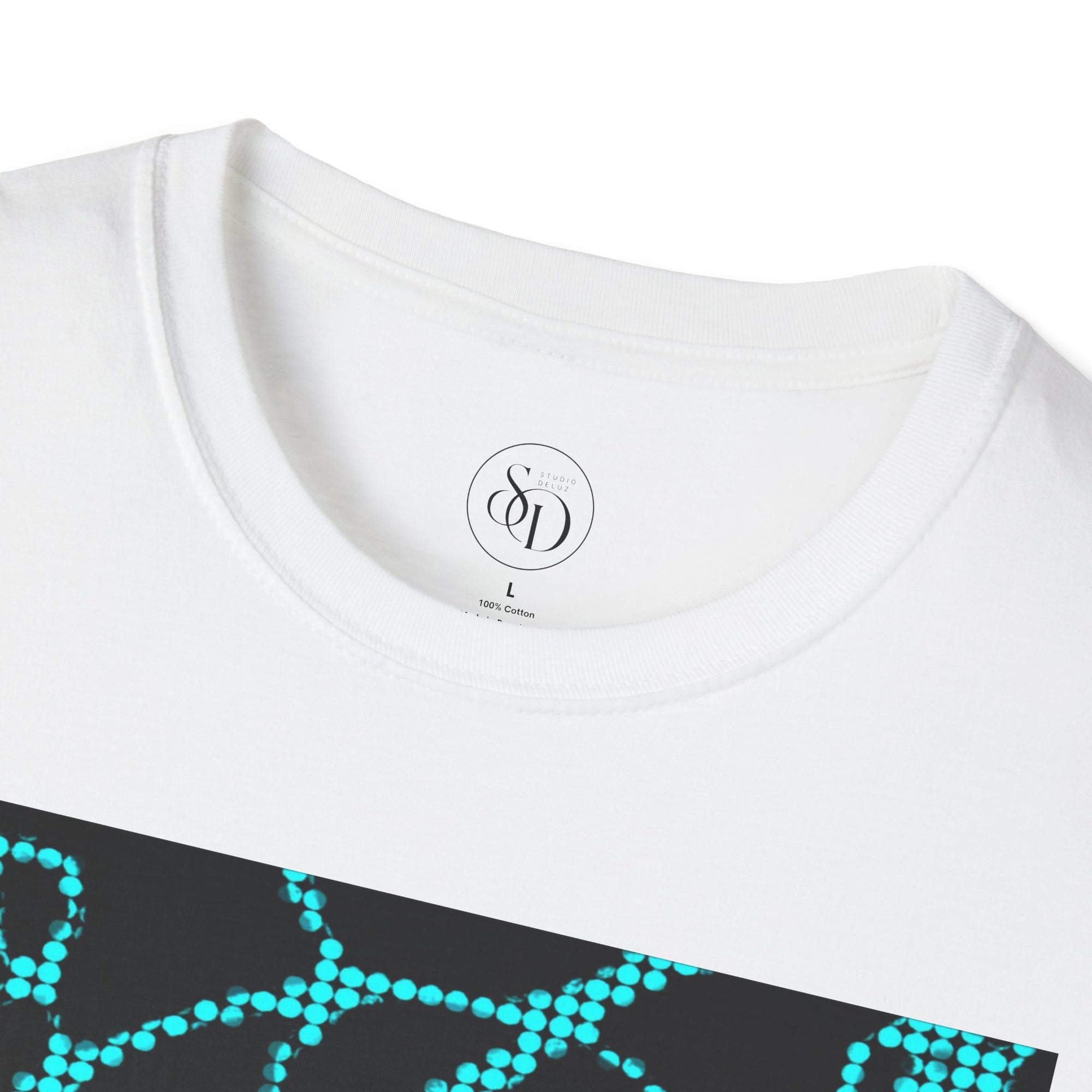 Neural Pattern T-Shirt | Black Turquoise Tech Aesthetic Tee