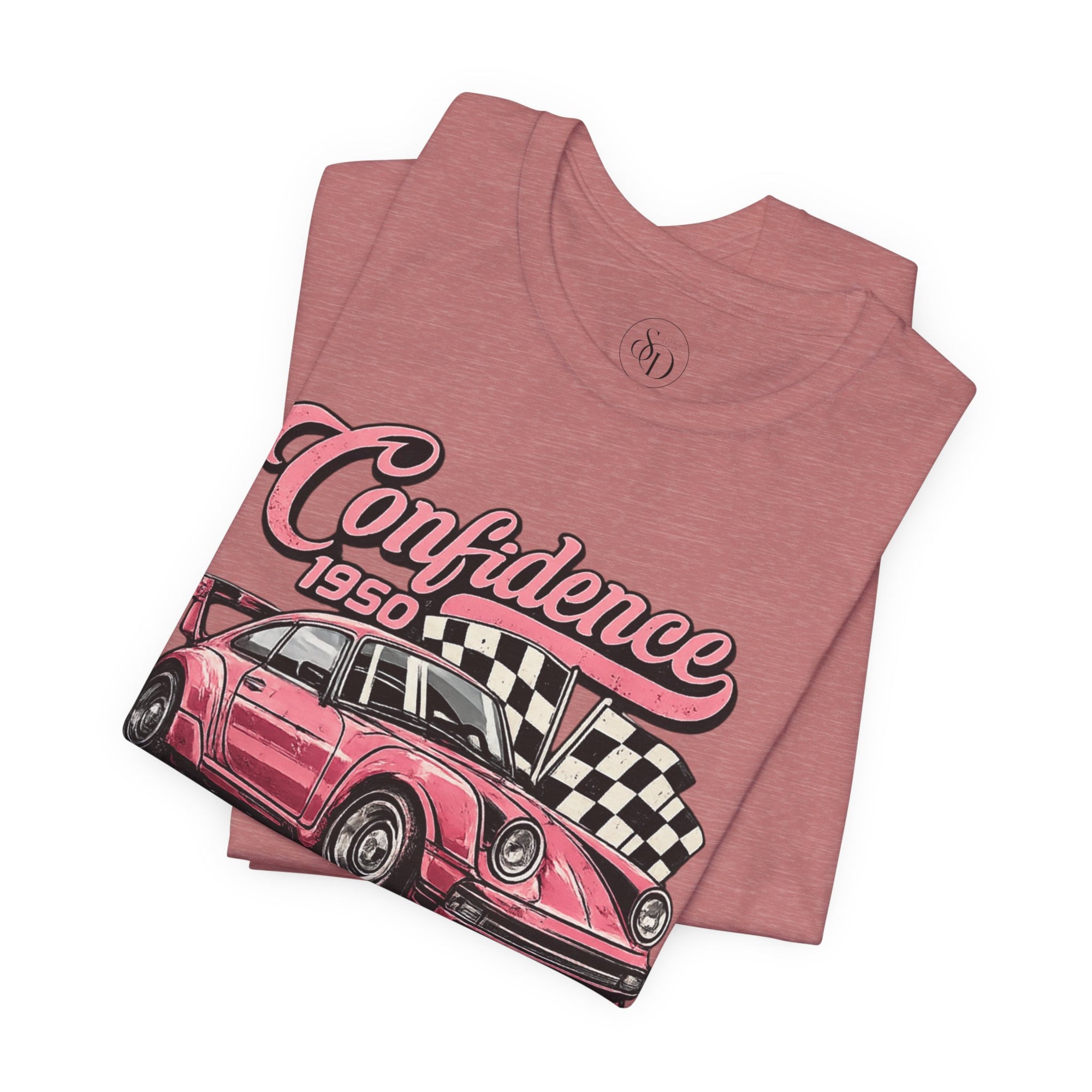 Vintage Pink Porsche 1950 Racing Tee | Confidence No Fear At All
