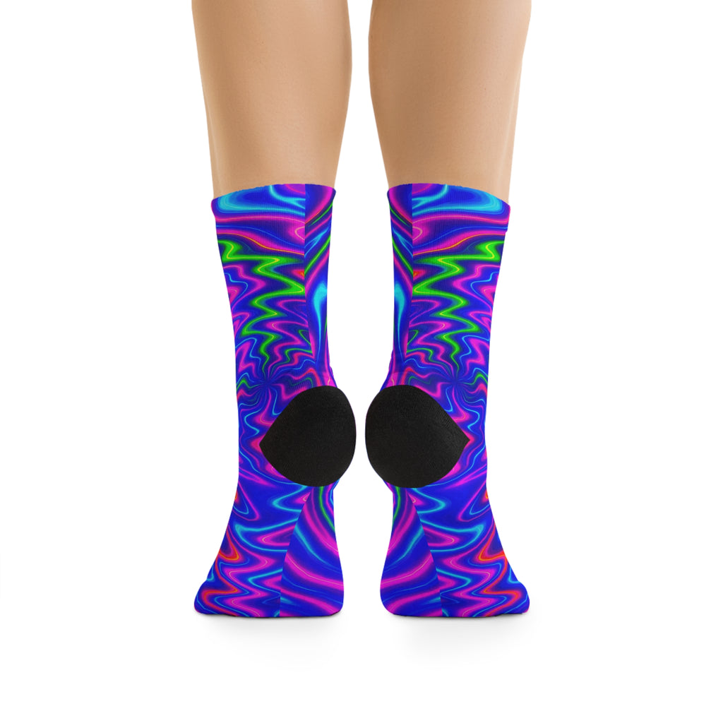 Vibrant Swirl Pattern Socks | Colorful Psychedelic Crew