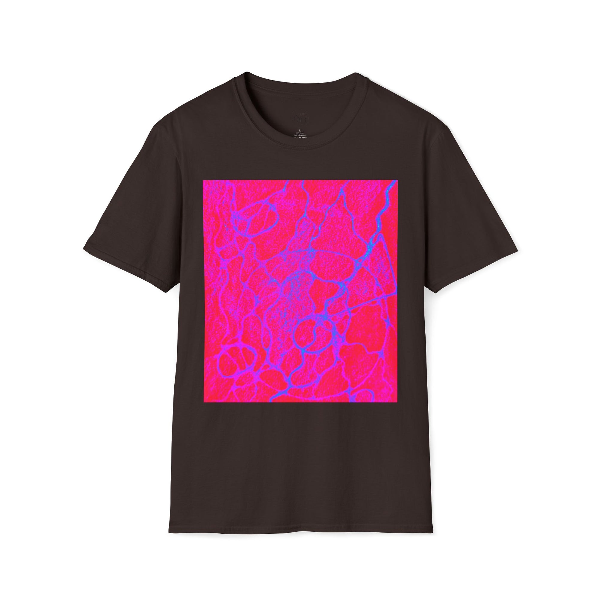 Neon Pink Plasma Abstract Unisex Tee | Vibrant Marble Graphic Shirt