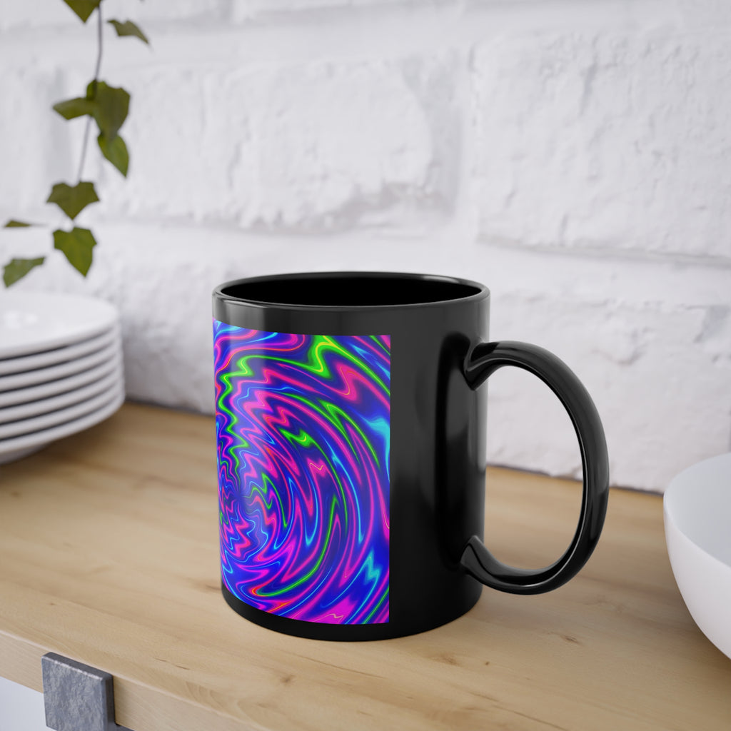Black Abstract Coffee Cup | Trippy Art Gift