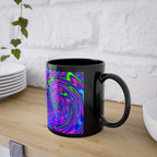 Black Abstract Coffee Cup | Trippy Art Gift