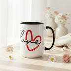 Romantic Love Mug | Heart Script Coffee Cup