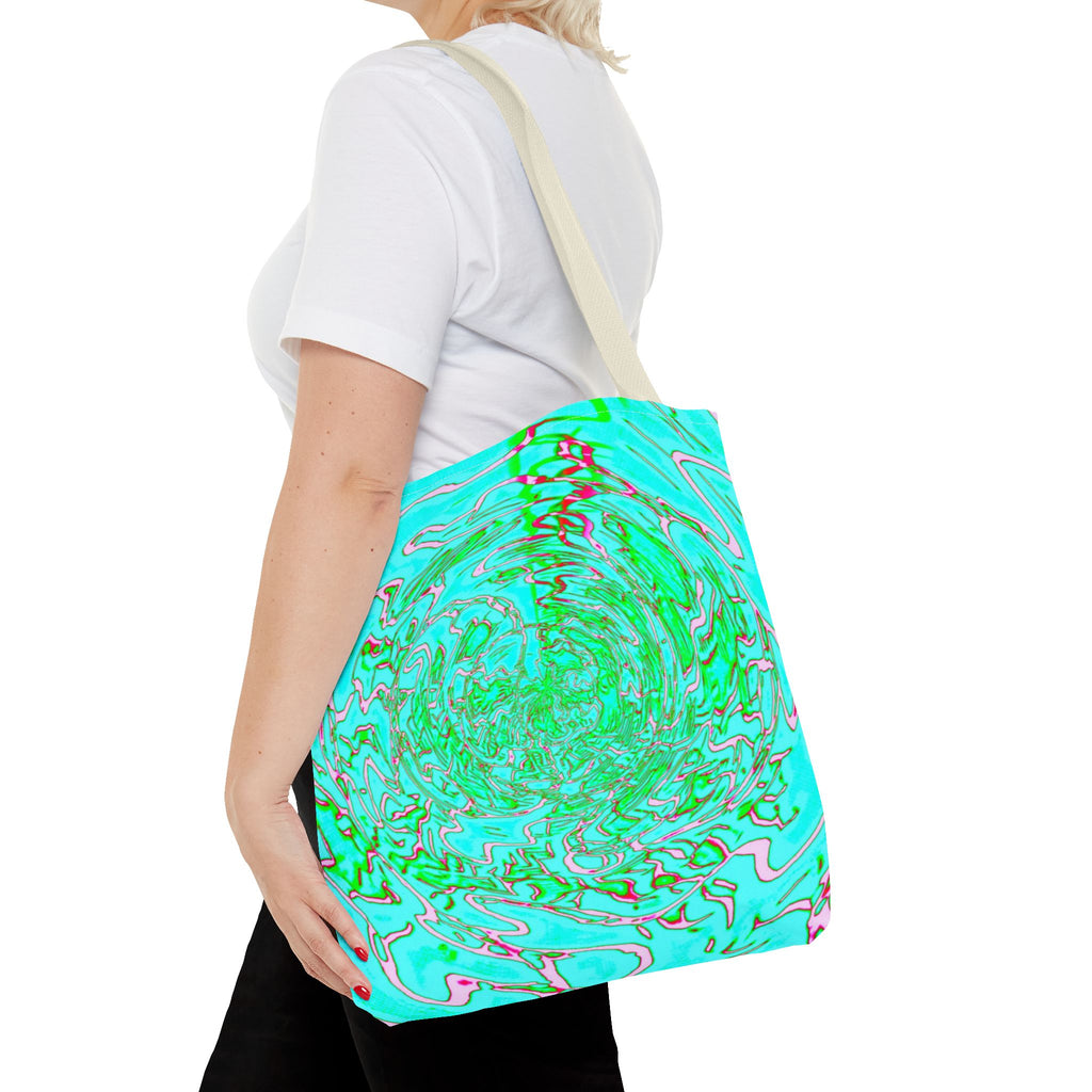 Ocean Swirl Tote Bag | Turquoise Abstract Beach Shopper