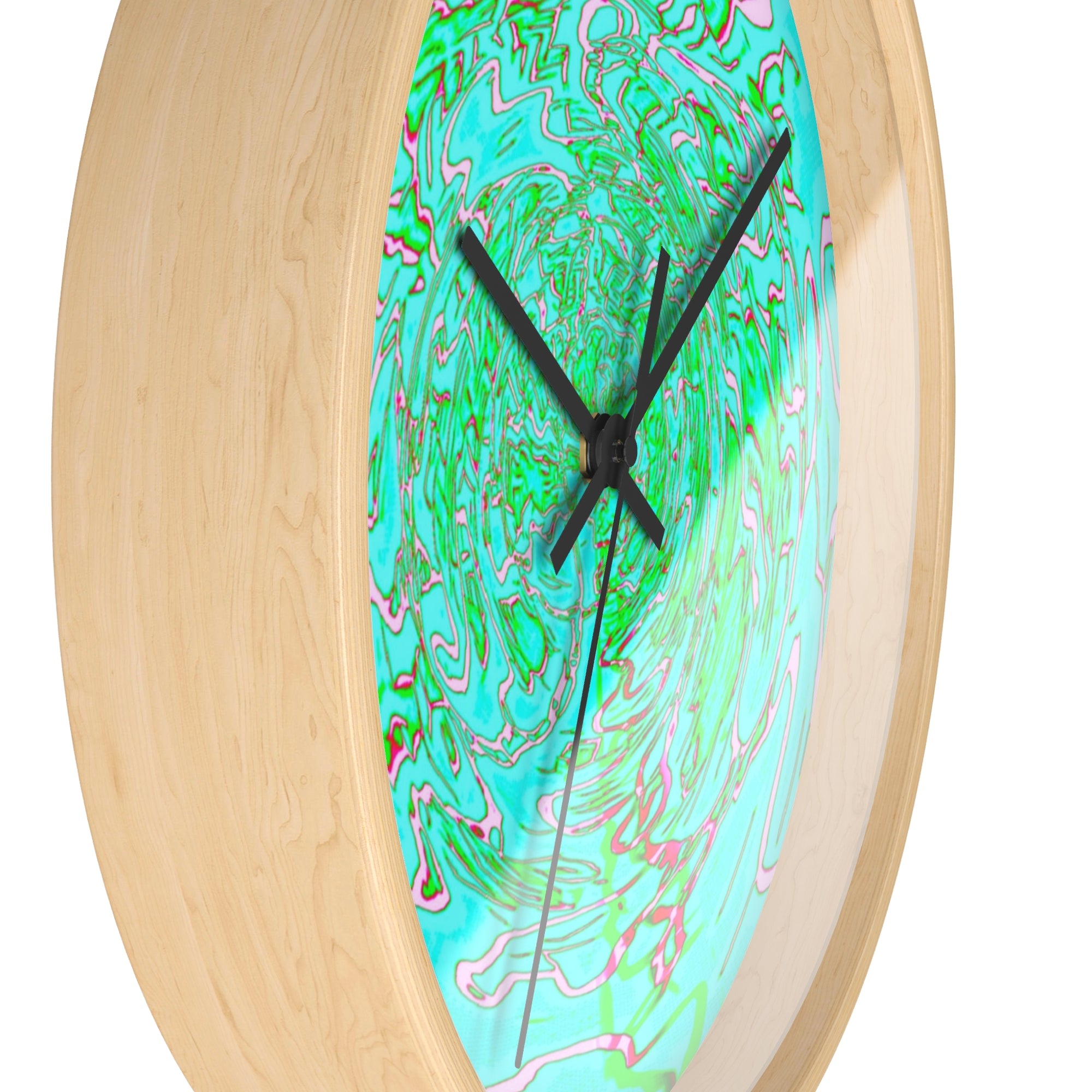Abstract Green Turquoise Wall Clock | Silent Modern Swirl Home Decor | Unique Gift