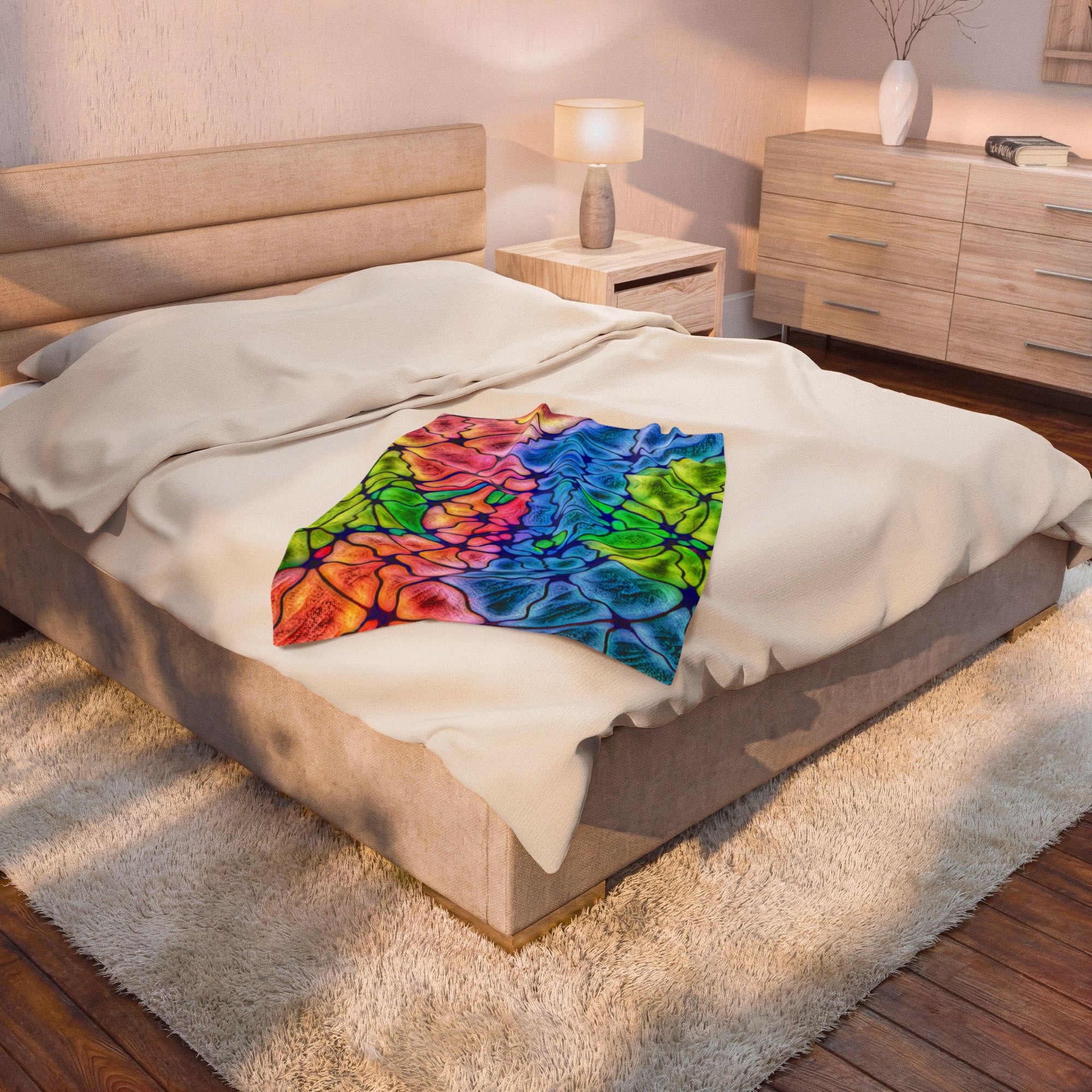 Tie-Dye Plush Blanket | Colorful Velveteen Throw | Cozy Home Decor