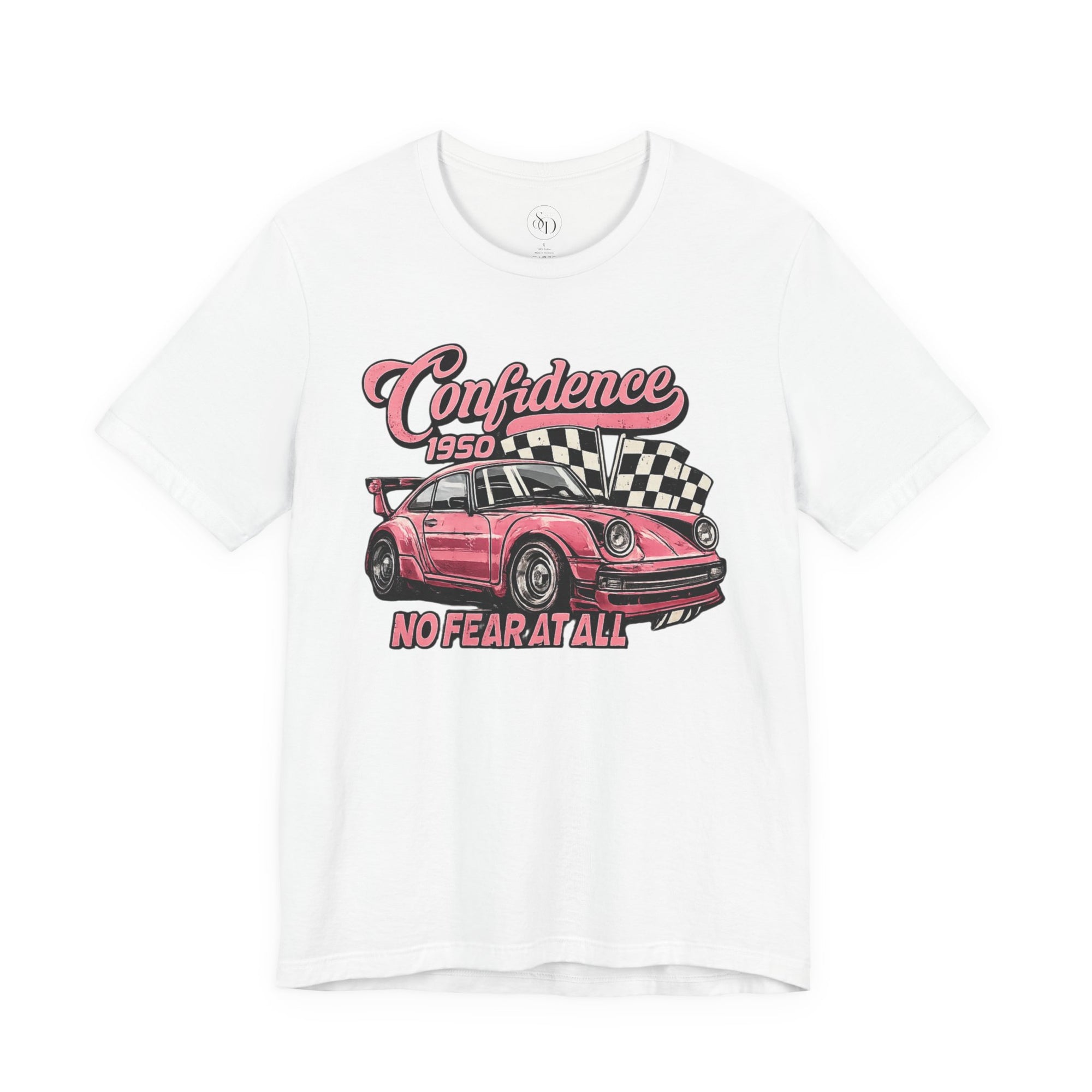 Vintage Pink Porsche 1950 Racing Tee | Confidence No Fear At All