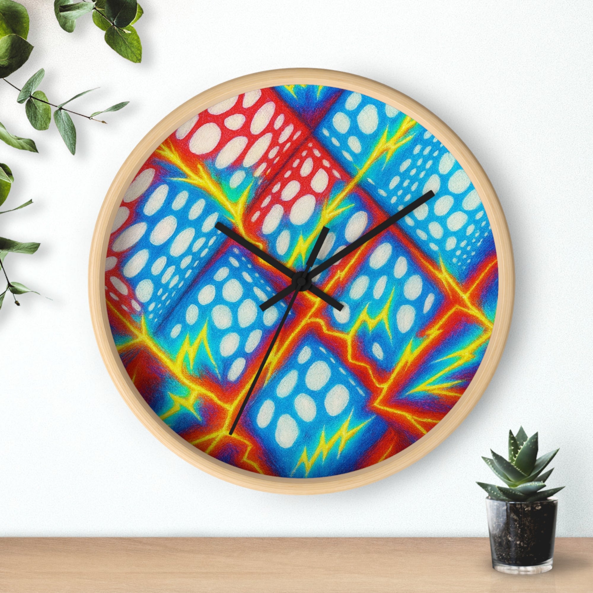 Geometric Cubes Abstract Wall Clock | Primary Color Pop Art Decor | Silent Unique Gift