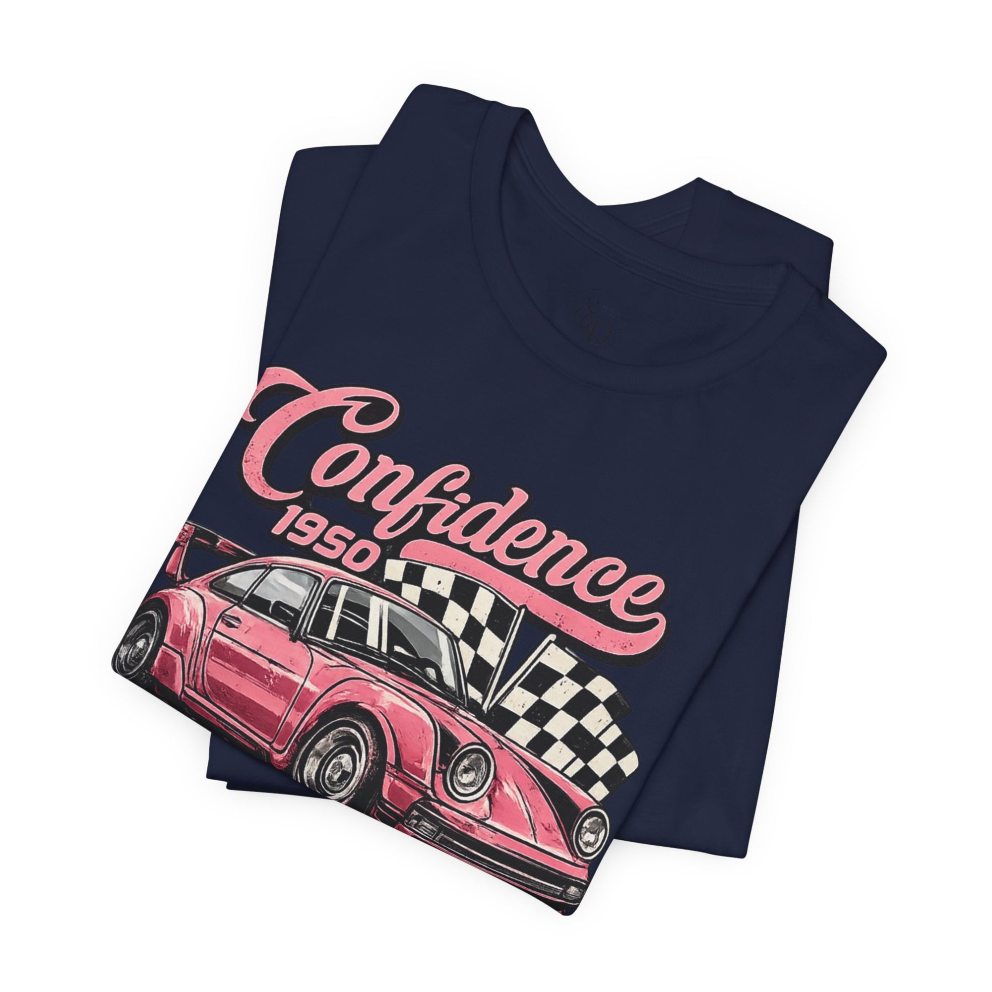 Vintage Pink Porsche 1950 Racing Tee | Confidence No Fear At All
