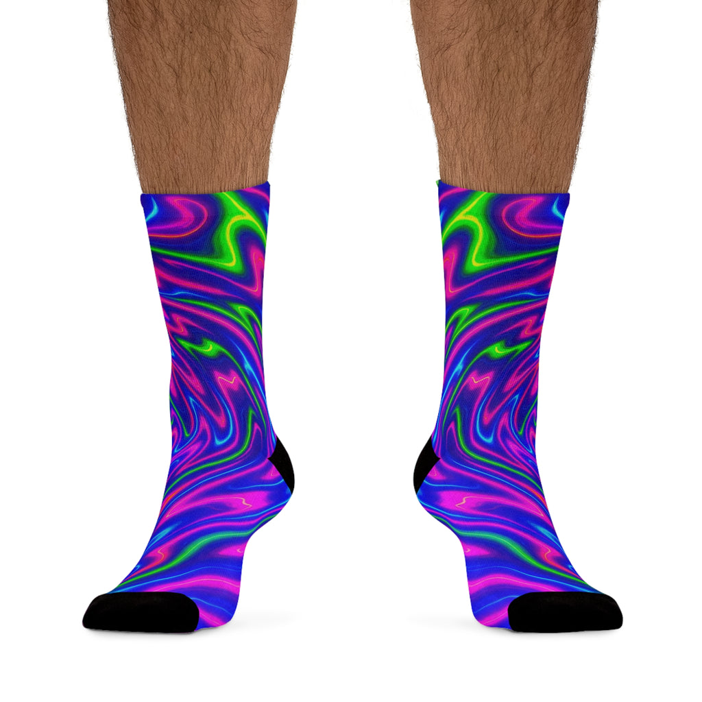 Vibrant Swirl Pattern Socks | Colorful Psychedelic Crew