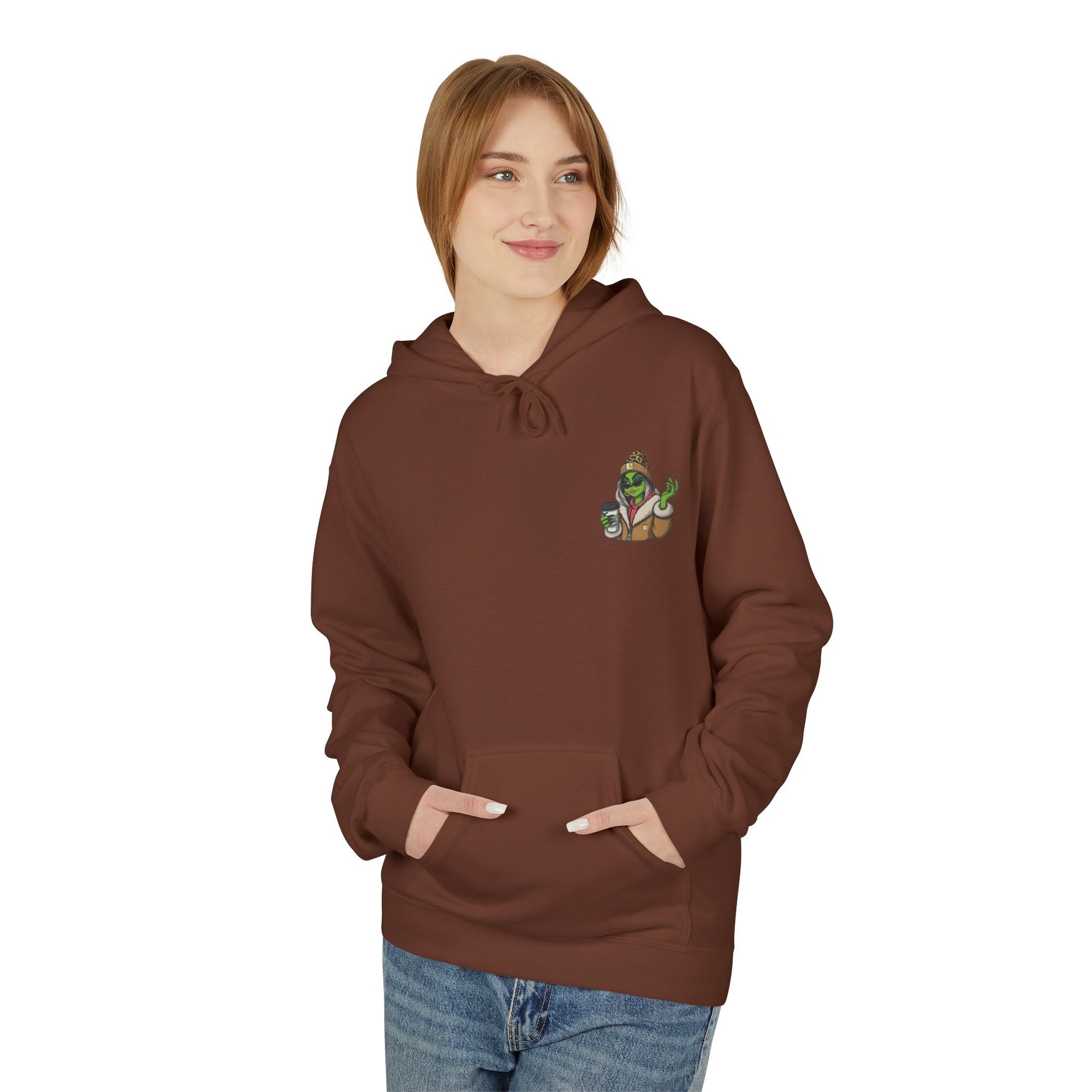 Sassy Grinch Girl Coffee Hoodie | Cozy Alien Winter Sweater | Funny Christmas Gift