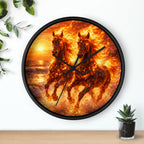 Fiery Horse Wall Clock | Flaming Stallion Sunset Decor