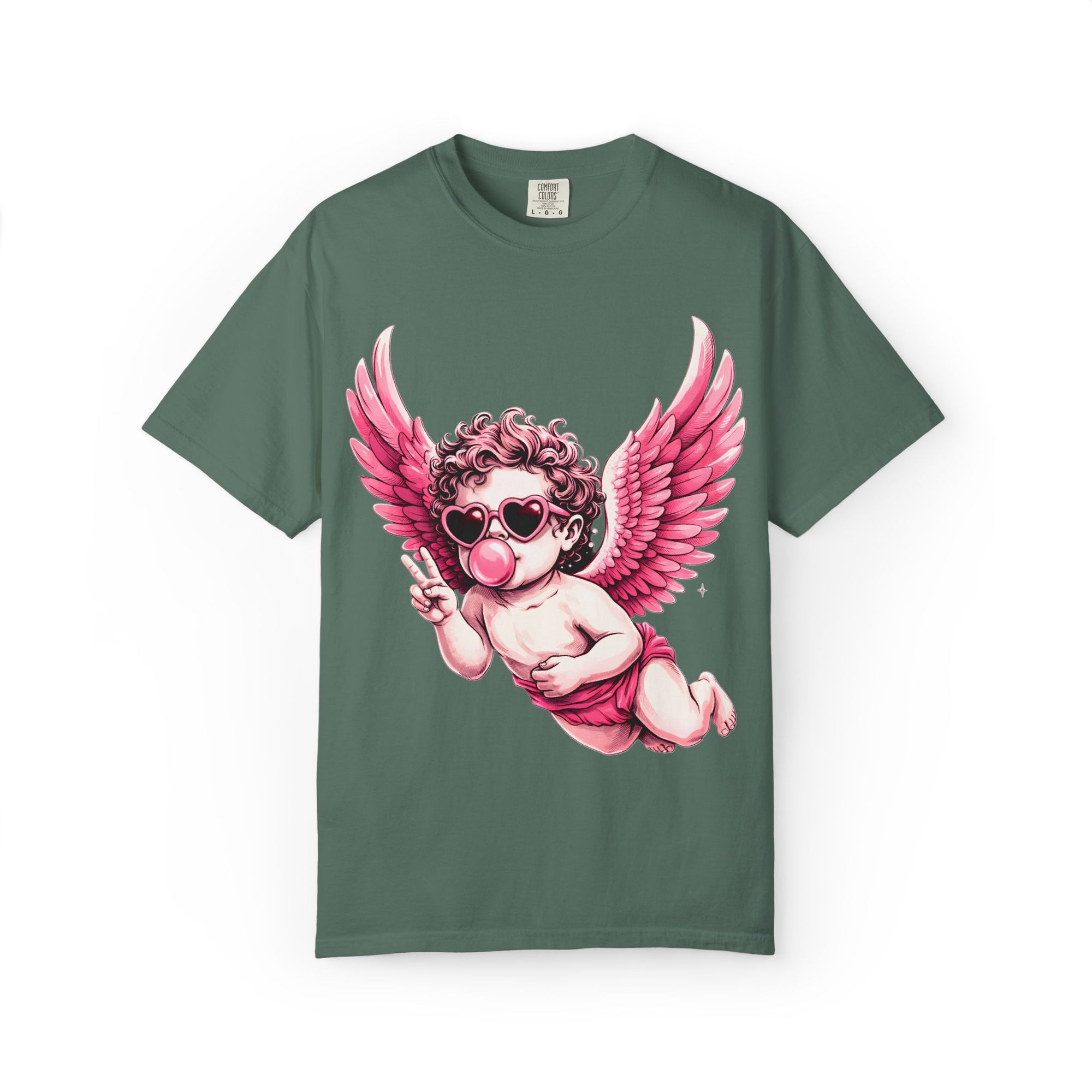 Pink Cherub Angel bubblegum sunglasses T-Shirt | Cupid winged baby graphic