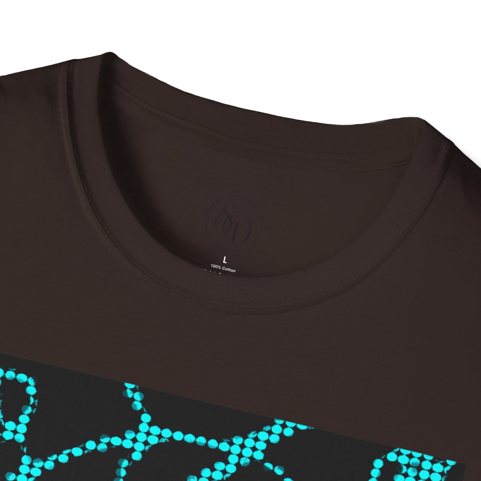 Neural Pattern T-Shirt | Black Turquoise Tech Aesthetic Tee