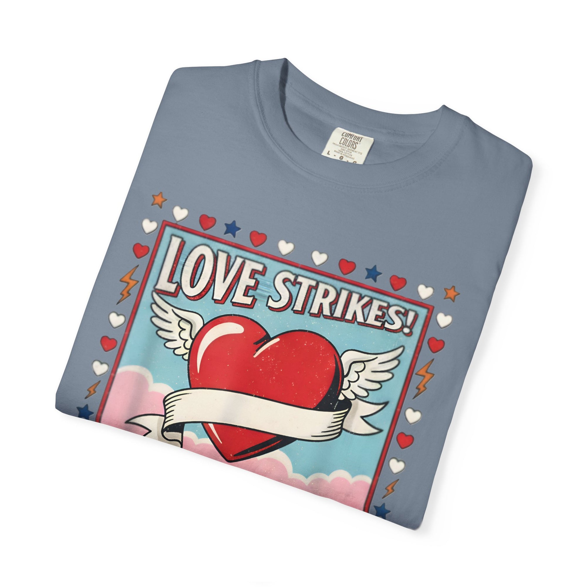 Love Strikes Cupid Heart T-Shirt | Valentine's Day Retro Graphic