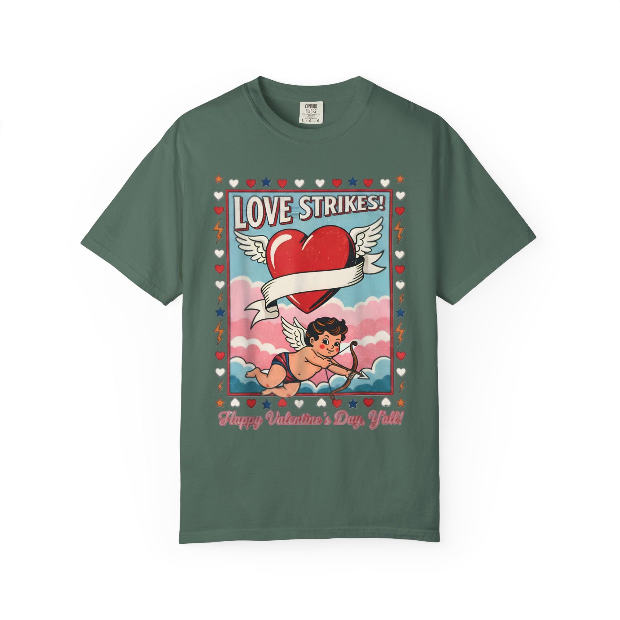 Love Strikes Cupid Heart T-Shirt | Valentine's Day Retro Graphic
