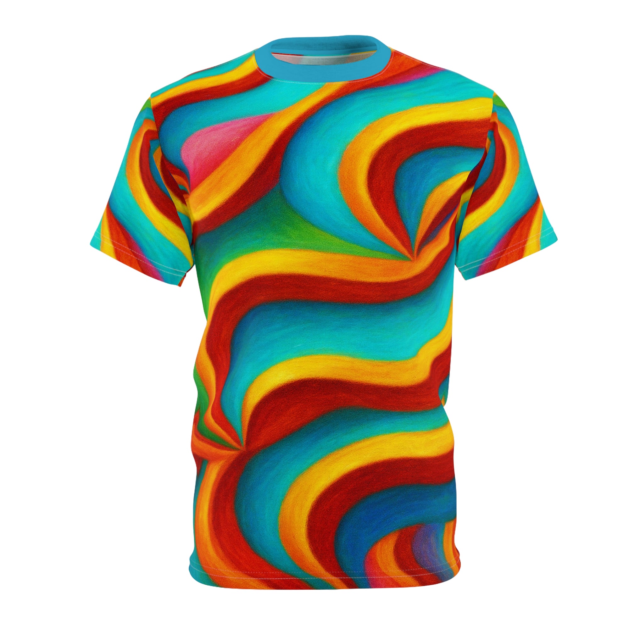 Rainbow Wave Abstract Unisex Tee | Vibrant Multicolored All-Over Print Shirt